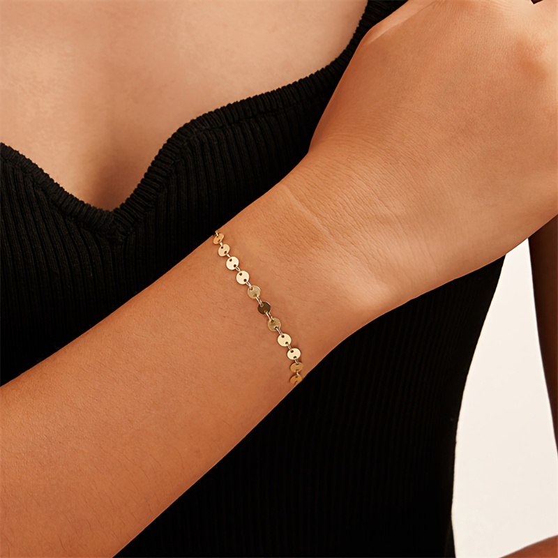 Women's Minimalist Round Link Chain Bracelet, Daily Wear